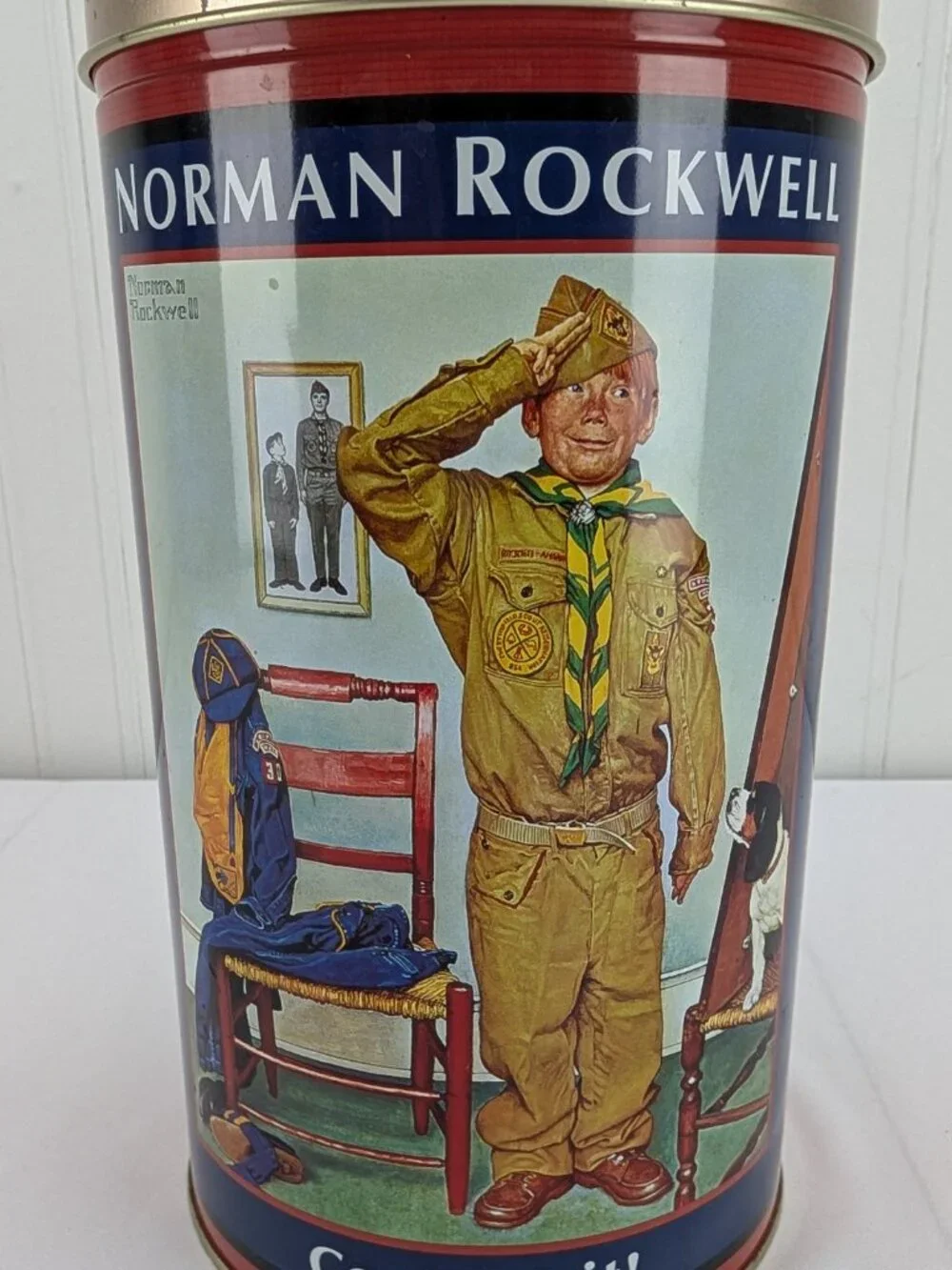 Norman Rockwell Can't Wait Metal Popcorn Tin Canister 10